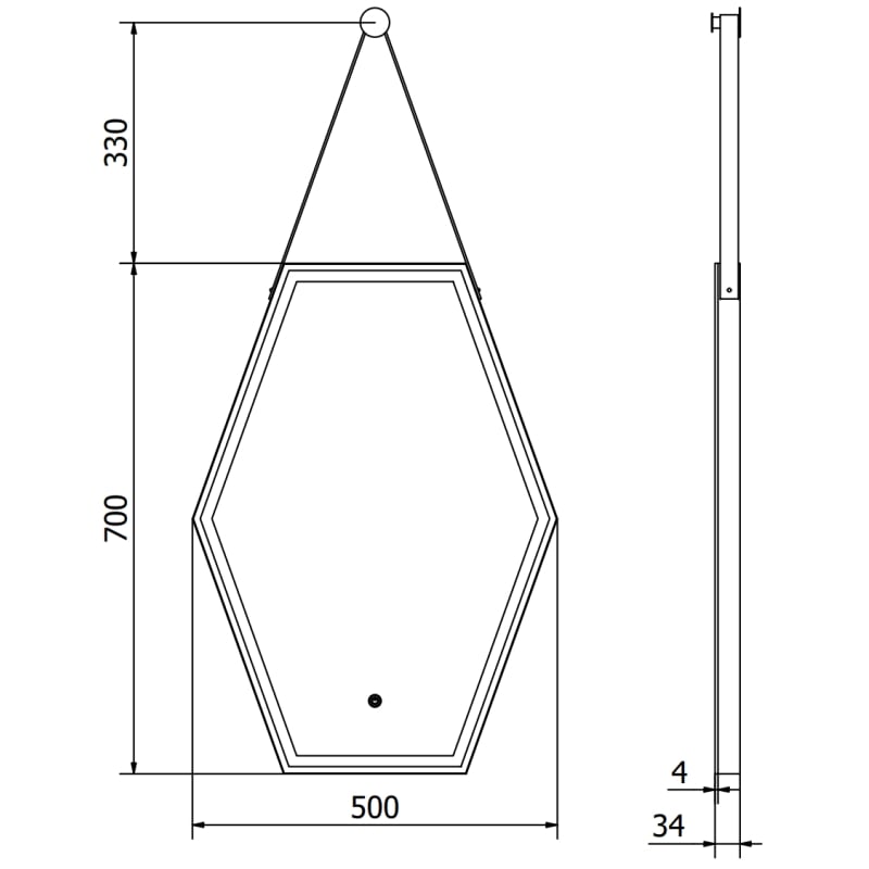 Mexen Orla lustro łazienkowe podświetlane 50 x 70 cm, LED 6000K, antypara, rama czarna - 9815-050-070-611-70