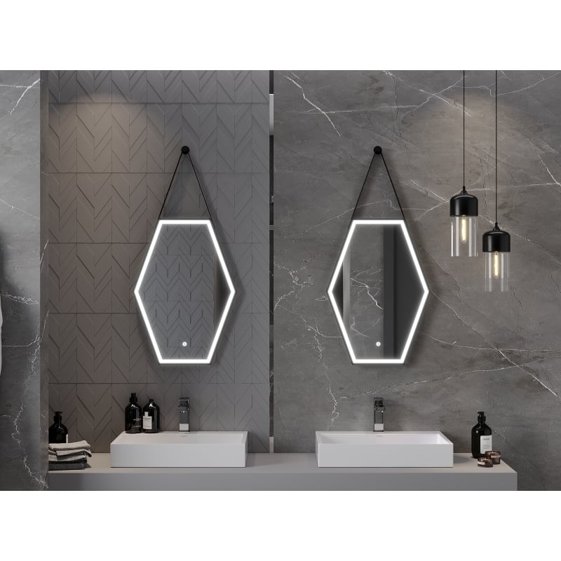 Mexen Orla lustro łazienkowe podświetlane 50 x 70 cm, LED 6000K, antypara, rama czarna - 9815-050-070-611-70
