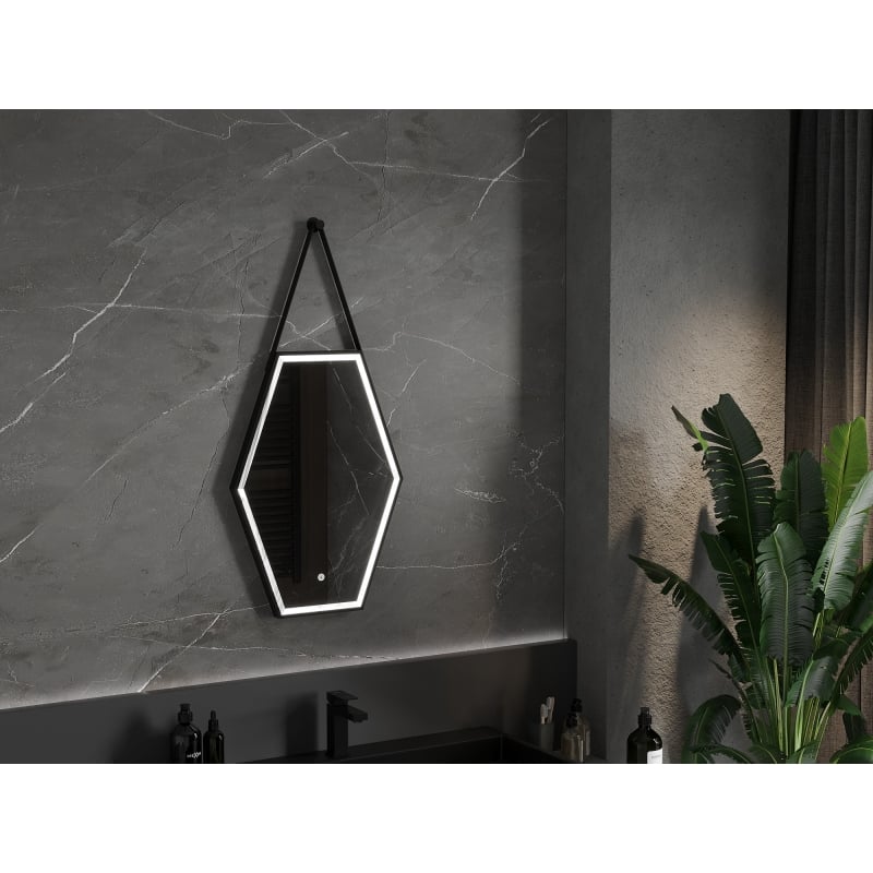 Mexen Orla lustro łazienkowe podświetlane 50 x 70 cm, LED 6000K, antypara, rama czarna - 9815-050-070-611-70