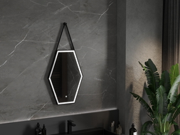 Mexen Orla lustro łazienkowe podświetlane 50 x 70 cm, LED 6000K, antypara, rama czarna - 9815-050-070-611-70
