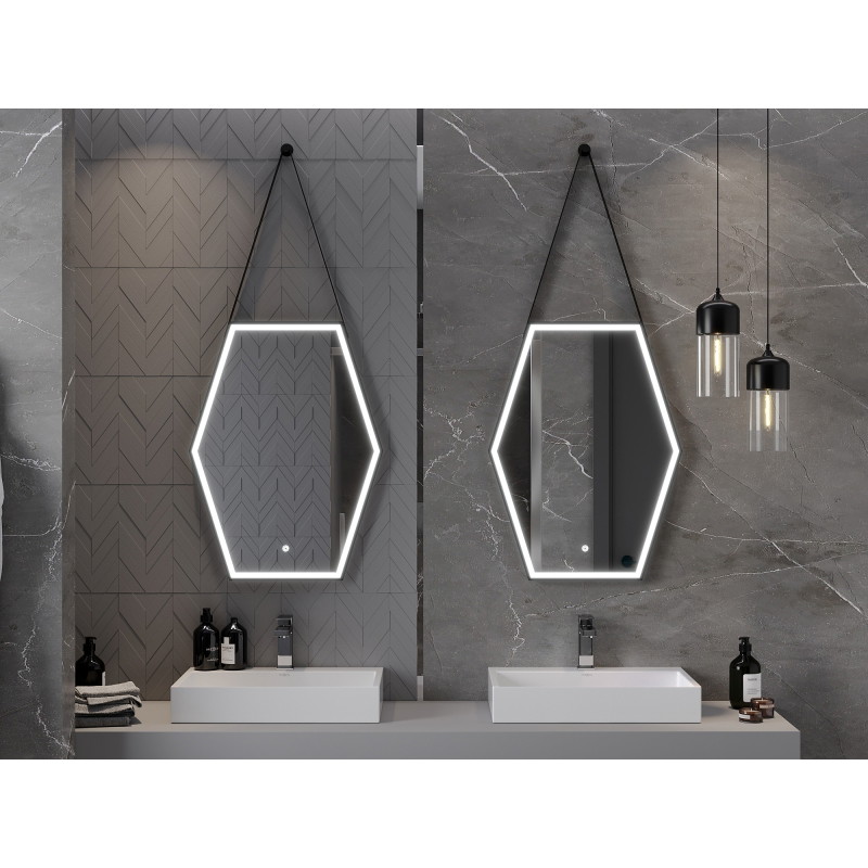 Mexen Orla lustro łazienkowe podświetlane 60 x 80 cm, LED 6000K, antypara, rama czarna - 9815-060-080-611-70