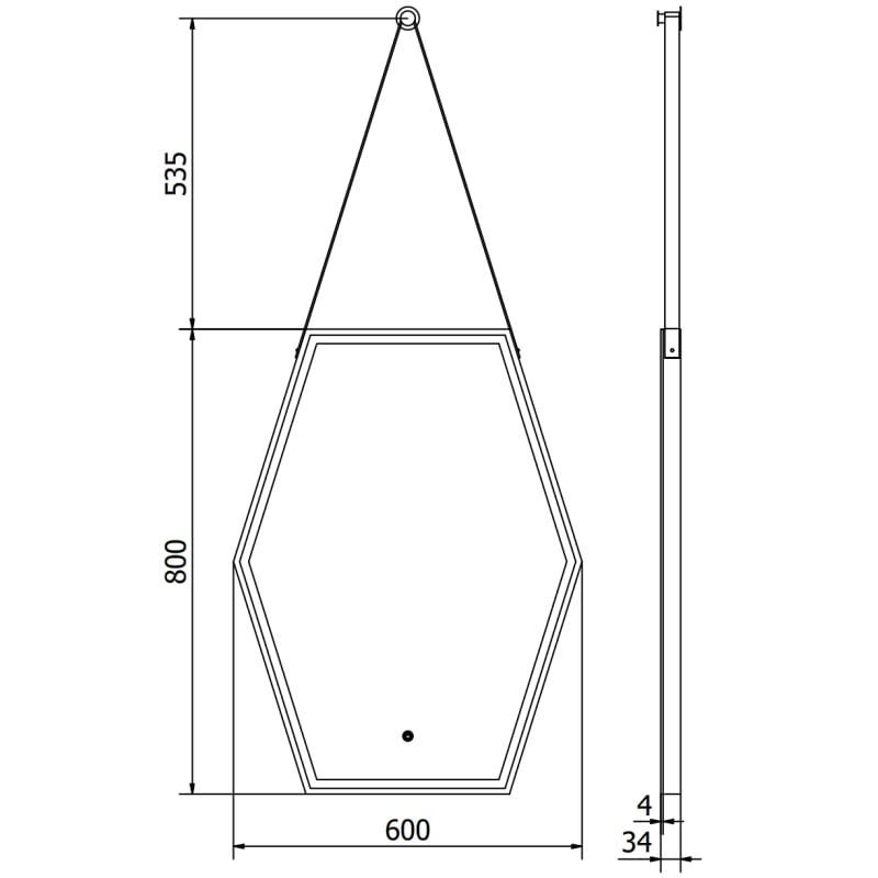 Mexen Orla lustro łazienkowe podświetlane 60 x 80 cm, LED 6000K, antypara, rama czarna - 9815-060-080-611-70