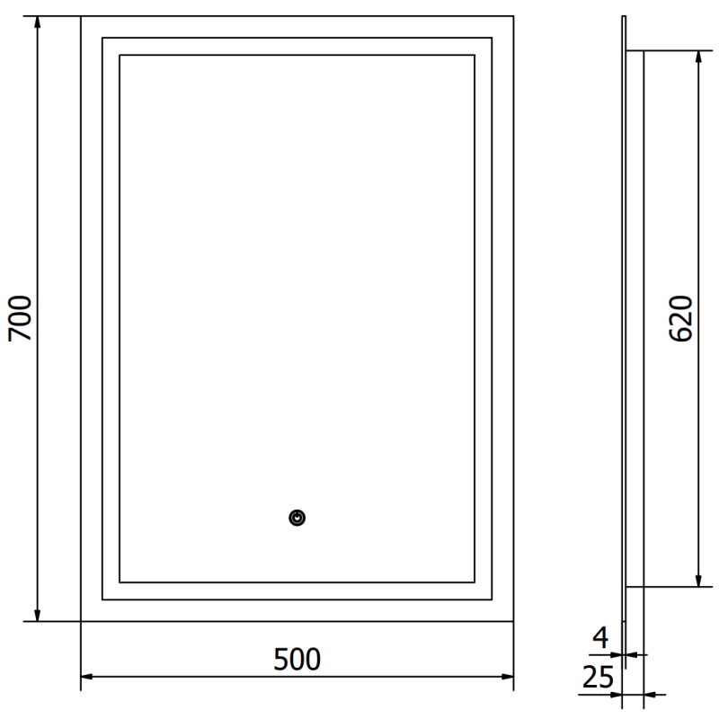 Mexen Miko lustro łazienkowe podświetlane 50 x 70 cm, LED 6000K, antypara - 9819-050-070-611-00