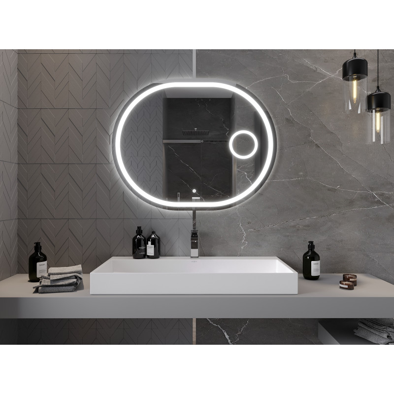 Mexen Umba lustro łazienkowe podświetlane z lusterkiem kosmetycznym 100 x 80 cm, LED 6000K, antypara - 9822-100-080-611-00