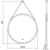 Mexen Reni lustro łazienkowe podświetlane, okrągłe 70 cm, LED 6000K, antypara, rama czarna - 9812-070-070-611-70
