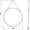 Mexen Reni lustro łazienkowe podświetlane, okragłes 80 cm, LED 6000K, antypara, rama czarna - 9812-080-080-611-70