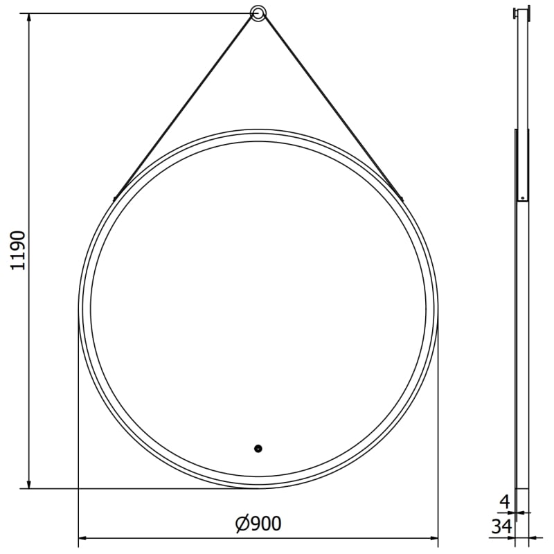 Mexen Reni lustro łazienkowe podświetlane, okrągłe 90 cm, LED 6000K, antypara, rama czarna - 9812-090-090-611-70