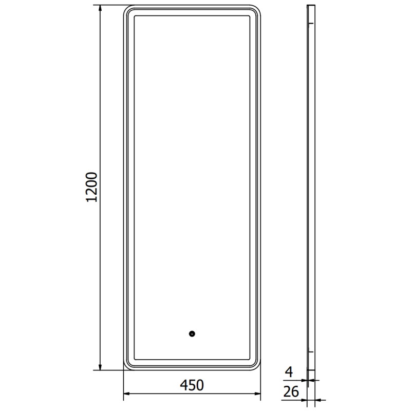 Mexen Coro lustro łazienkowe podświetlane 45 x 120 cm, LED 6000K, antypara, rama czarna - 9817-045-120-611-70