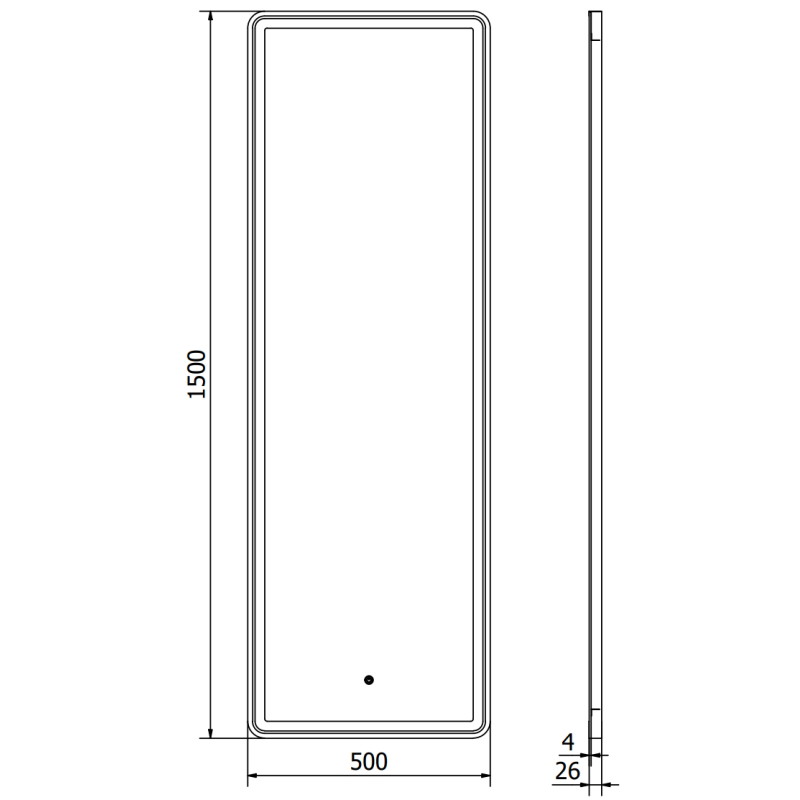 Mexen Coro lustro łazienkowe podświetlane 50 x 150 cm, LED 6000K, antypara, rama czarna - 9817-050-150-611-70