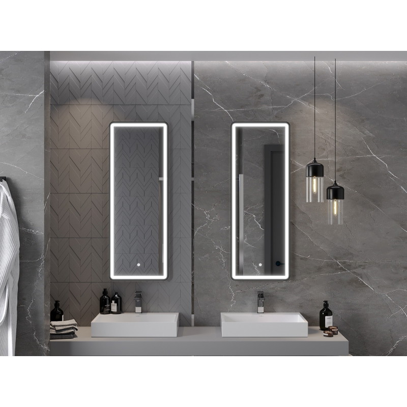 Mexen Coro lustro łazienkowe podświetlane 45 x 120 cm, LED 6000K, antypara, rama czarna - 9817-045-120-611-70