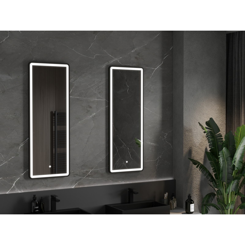 Mexen Coro lustro łazienkowe podświetlane 45 x 120 cm, LED 6000K, antypara, rama czarna - 9817-045-120-611-70
