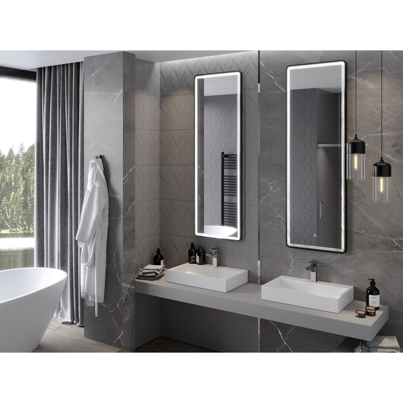 Mexen Coro lustro łazienkowe podświetlane 50 x 150 cm, LED 6000K, antypara, rama czarna - 9817-050-150-611-70