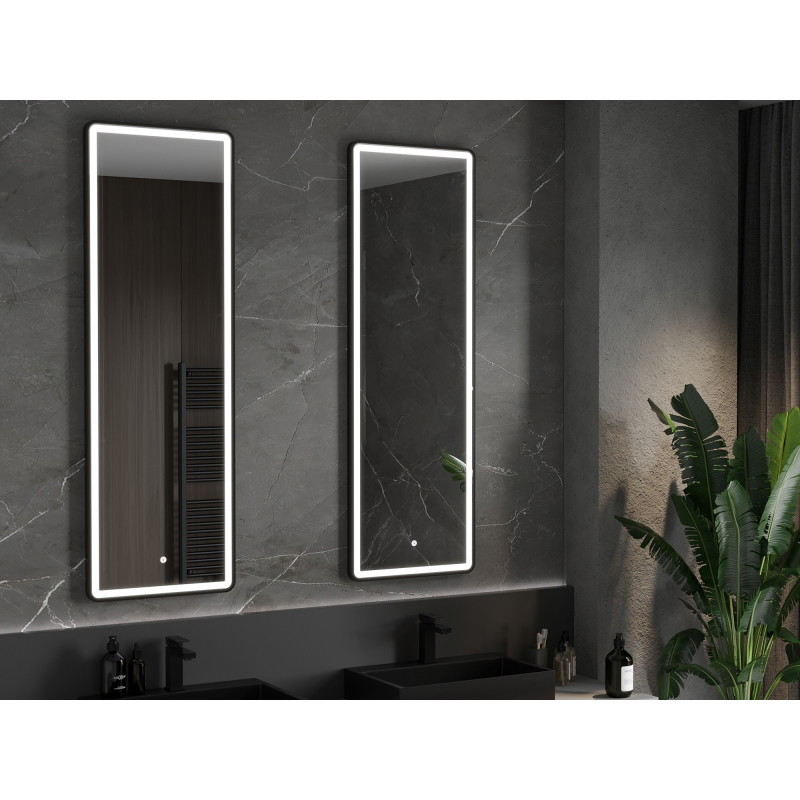 Mexen Coro lustro łazienkowe podświetlane 50 x 150 cm, LED 6000K, antypara, rama czarna - 9817-050-150-611-70