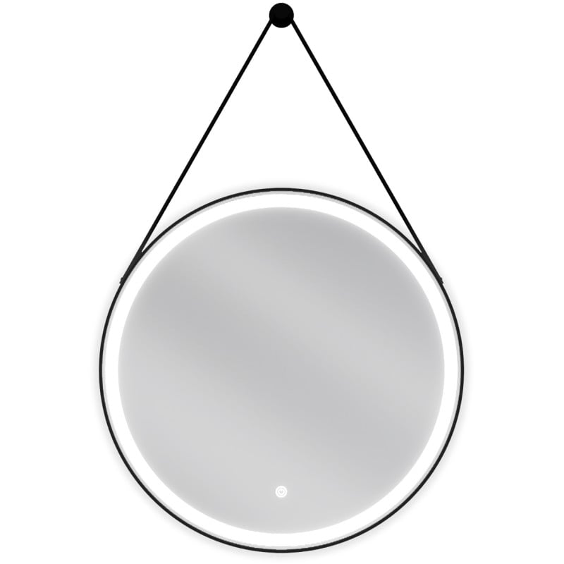 Mexen Reni lustro łazienkowe podświetlane, okrągłe 60 cm, LED 6000K, antypara, rama czarna - 9812-060-060-611-70