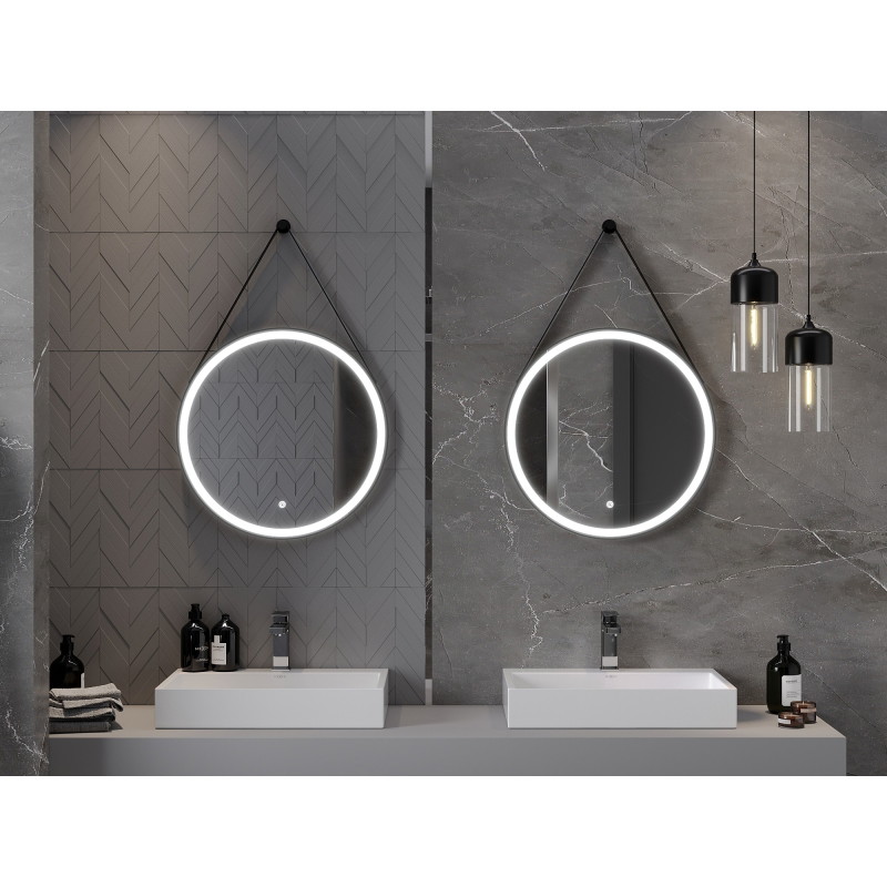 Mexen Reni lustro łazienkowe podświetlane, okrągłe 60 cm, LED 6000K, antypara, rama czarna - 9812-060-060-611-70