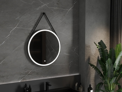 Mexen Reni lustro łazienkowe podświetlane, okrągłe 70 cm, LED 6000K, antypara, rama czarna - 9812-070-070-611-70