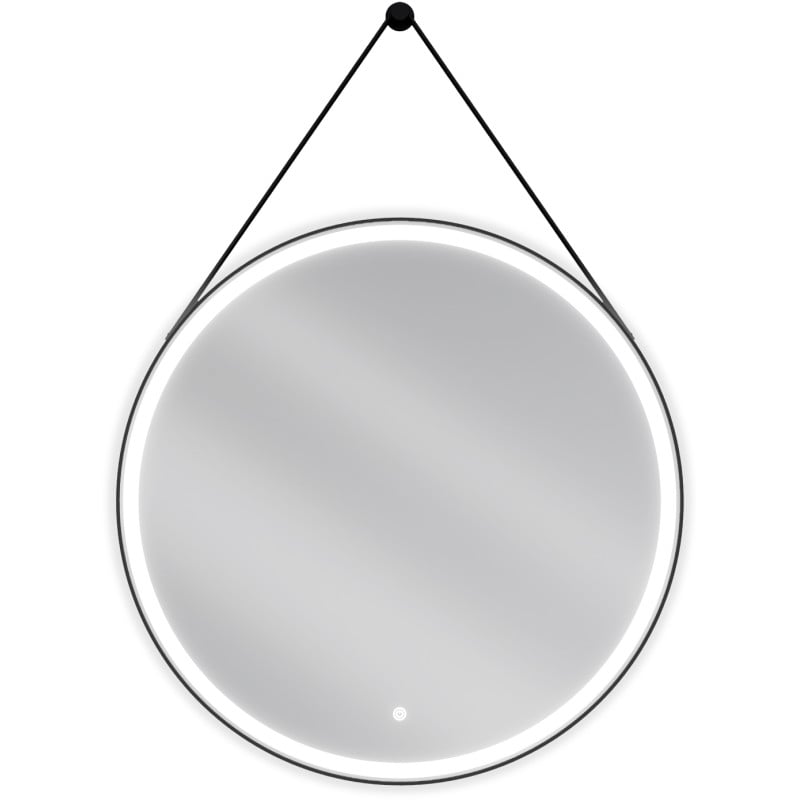 Mexen Reni lustro łazienkowe podświetlane, okragłes 80 cm, LED 6000K, antypara, rama czarna - 9812-080-080-611-70