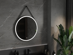 Mexen Reni lustro łazienkowe podświetlane, okragłes 80 cm, LED 6000K, antypara, rama czarna - 9812-080-080-611-70