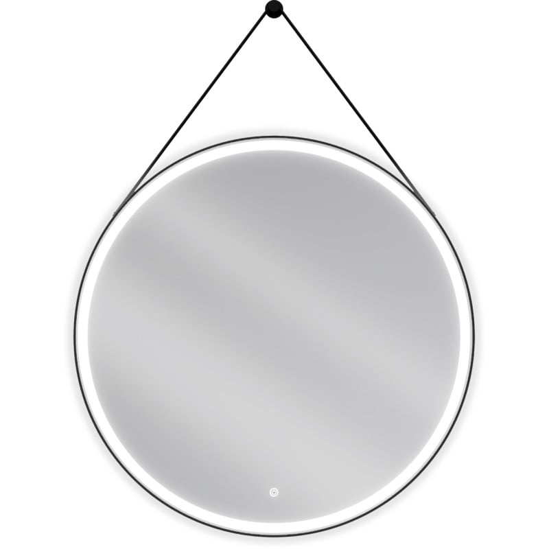 Mexen Reni lustro łazienkowe podświetlane, okrągłe 90 cm, LED 6000K, antypara, rama czarna - 9812-090-090-611-70