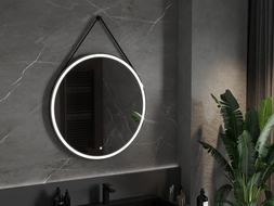 Mexen Reni lustro łazienkowe podświetlane, okrągłe 90 cm, LED 6000K, antypara, rama czarna - 9812-090-090-611-70