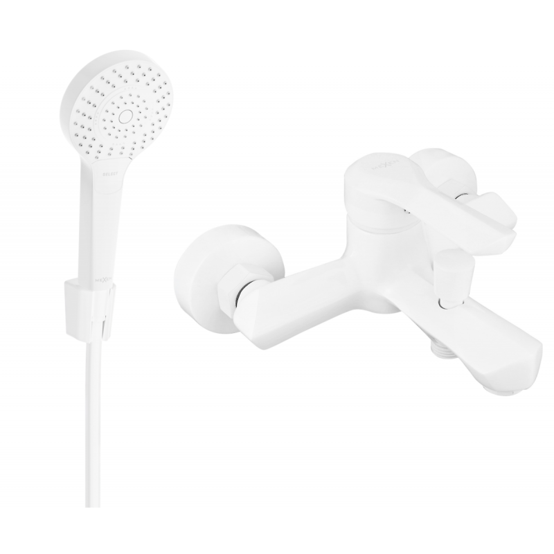 Mexen Sabre R05 bateria wannowa z zestawem prysznicowym, biała - 7213R05-20