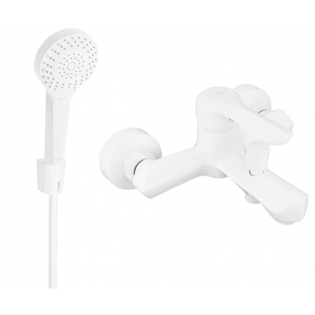 Mexen Sabre R05 bateria wannowa z zestawem prysznicowym, biała - 7213R05-20