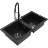 Mexen Mario zlewozmywak granitowy 2-komorowy z baterią kuchenną Aster, czarny - 6504-77-73450-07-B