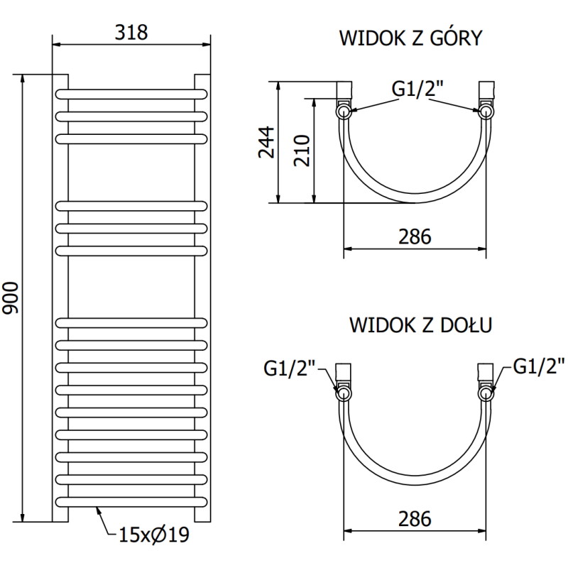 Mexen Eros grzejnik łazienkowy 900 x 318 mm, 315 W, biały - W112-0900-318-00-20