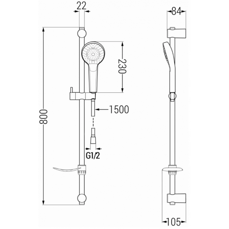 Mexen Kama DF05 zestaw wannowy, chrom - 72503DF05-00
