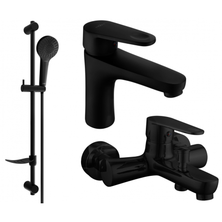 Mexen Kama DF05 zestaw wannowy, czarny - 72503DF05-70