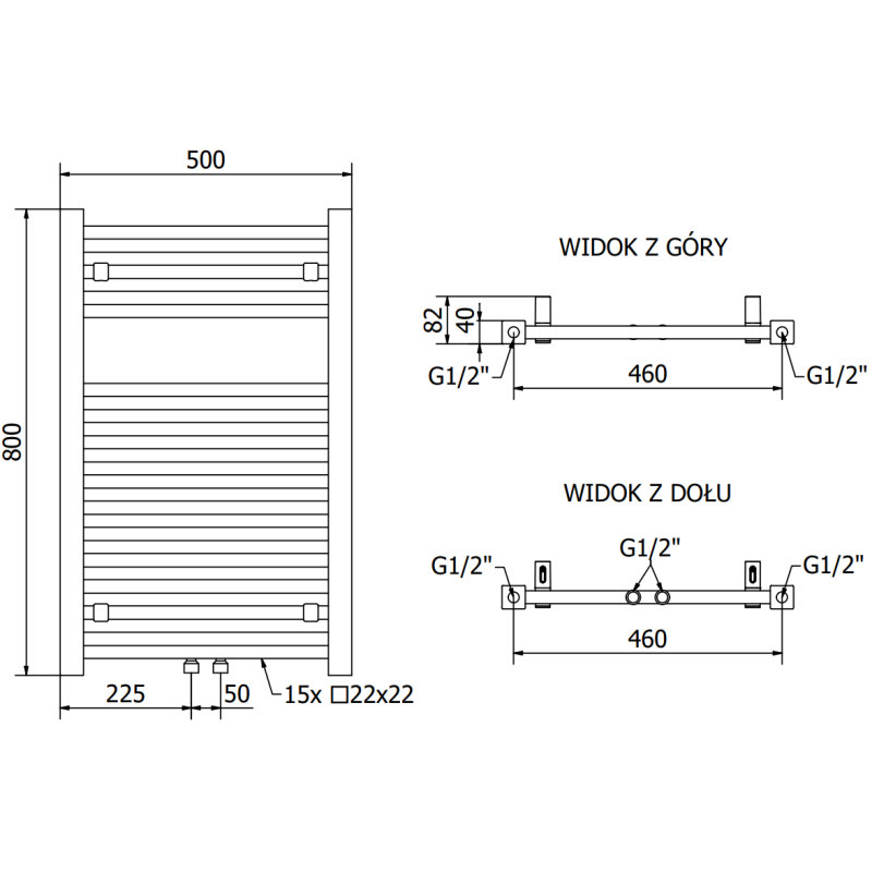 Mexen Pluton grzejnik łazienkowy 800 x 500 mm, 410 W, biały - W106-0800-500-00-20
