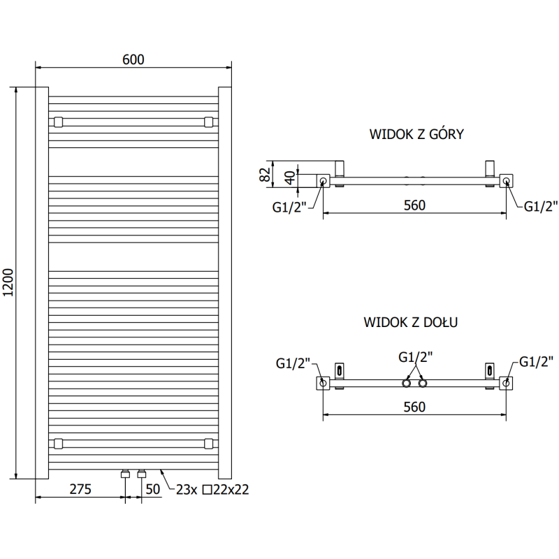 Mexen Pluton grzejnik łazienkowy 1200 x 600 mm, 726 W, biały - W106-1200-600-00-20