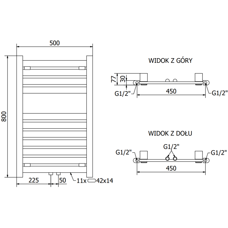 Mexen Uran grzejnik łazienkowy 800 x 500 mm, 364 W, biały - W105-0800-500-00-20