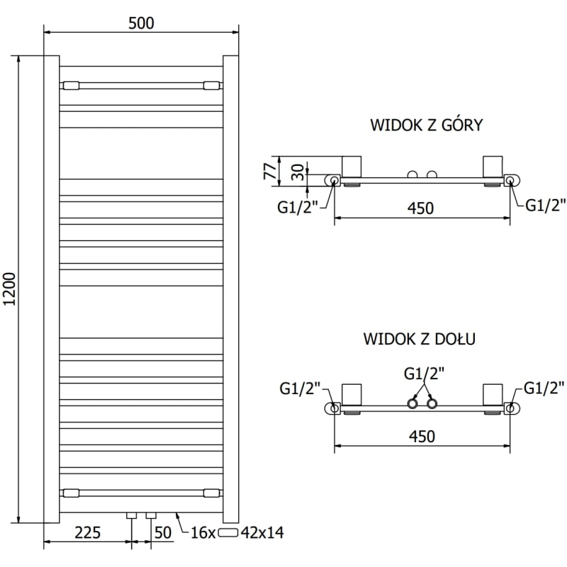 Mexen Uran grzejnik łazienkowy 1200 x 500 mm, 534 W, biały - W105-1200-500-00-20
