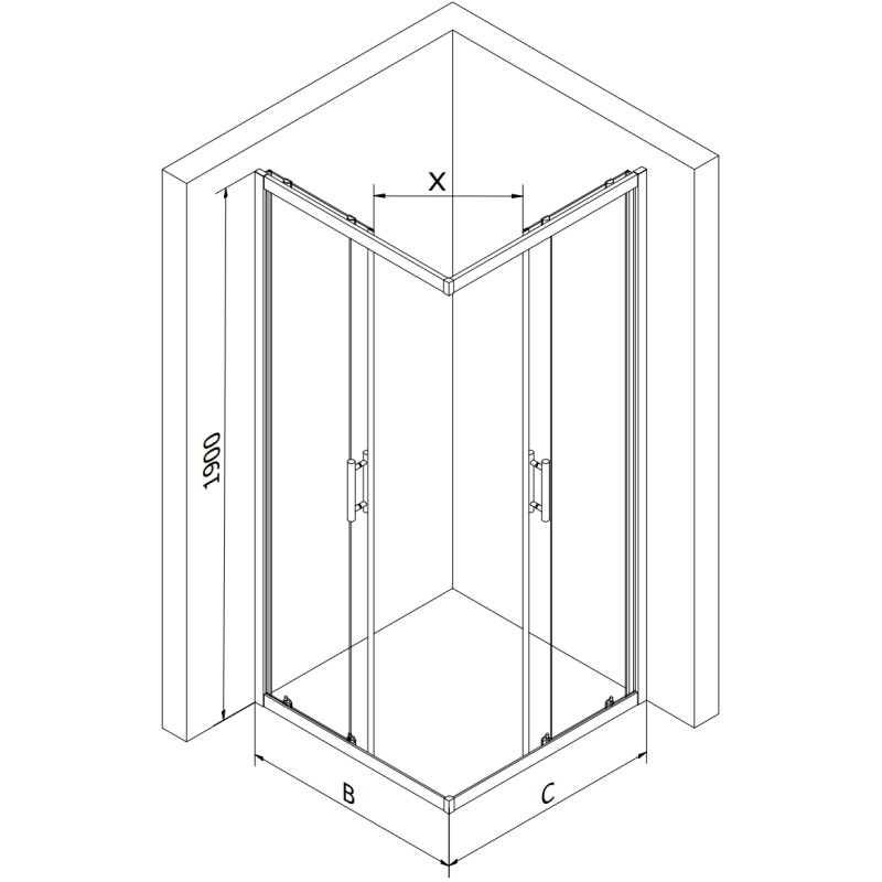 Mexen Rio kabina prysznicowa kwadratowa 90 x 90 cm, szron, złota - 860-090-090-50-30