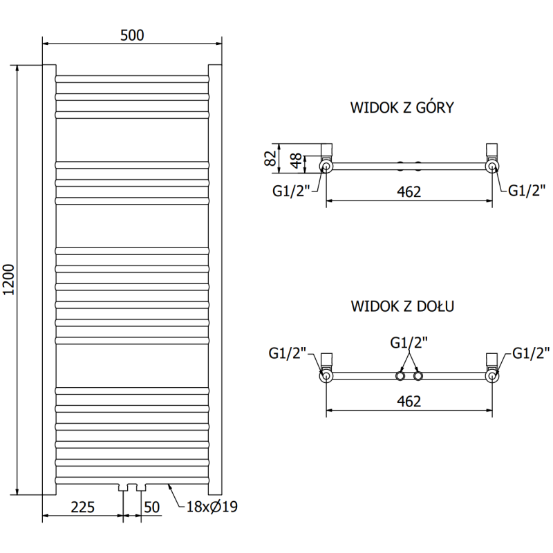Mexen Yodo grzejnik łazienkowy 1200 x 500 mm, 382 W, biały - W113-1200-500-00-20