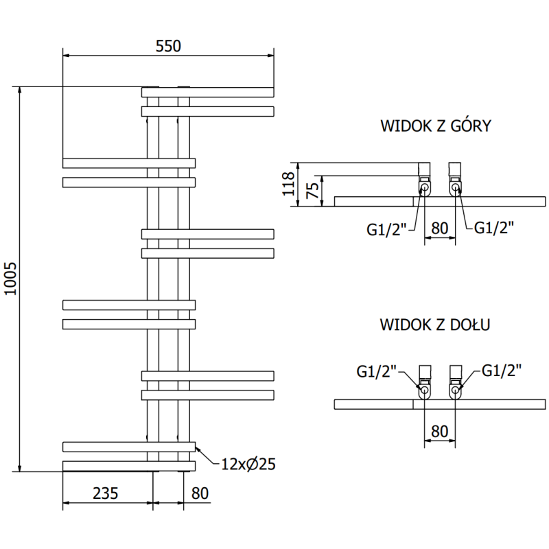 Mexen Jari grzejnik łazienkowy dekoracyjny 1005 x 550 mm, 339 W, biały - W115-1005-550-00-20
