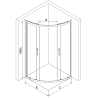 Mexen Rio kabina prysznicowa półokrągła 80 x 80 cm, szron, czarna - 863-080-080-70-30