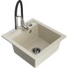 Mexen Vito zlewozmywak granitowy 1-komorowy z baterią kuchenną Aster, beżowy - 6503-69-73450-07-B