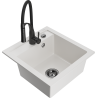 Mexen Vito zlewozmywak granitowy 1-komorowy z baterią kuchenną Aster, biały - 6503-20-73450-70-B