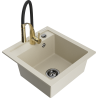 Mexen Vito zlewozmywak granitowy 1-komorowy z baterią kuchenną Aster, beżowy - 6503-69-73450-57-B