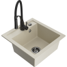Mexen Vito zlewozmywak granitowy 1-komorowy z baterią kuchenną Aster, beżowy - 6503-69-73450-70-B
