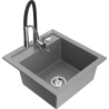 Mexen Vito zlewozmywak granitowy 1-komorowy z baterią kuchenną Aster, szary - 6503-71-73450-07