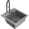 Mexen Vito zlewozmywak granitowy 1-komorowy z baterią kuchenną Aster, szary - 6503-71-73450-07-B