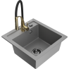 Mexen Vito zlewozmywak granitowy 1-komorowy z baterią kuchenną Aster, szary - 6503-71-73450-57-B