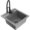 Mexen Vito zlewozmywak granitowy 1-komorowy z baterią kuchenną Aster, szary - 6503-71-73450-70-B
