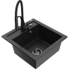 Mexen Vito zlewozmywak granitowy 1-komorowy z baterią kuchenną Aster, czarny/srebrny metalik- 6503-73-73450-70-B