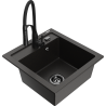 Mexen Vito zlewozmywak granitowy 1-komorowy z baterią kuchenną Aster, czarny/złoty metalik- 6503-75-73450-70-B