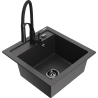 Mexen Vito zlewozmywak granitowy 1-komorowy z baterią kuchenną Aster, czarny nakrapiany - 6503-76-73450-70-B