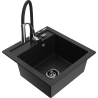 Mexen Vito zlewozmywak granitowy 1-komorowy z baterią kuchenną Aster, czarny - 6503-77-73450-07-B